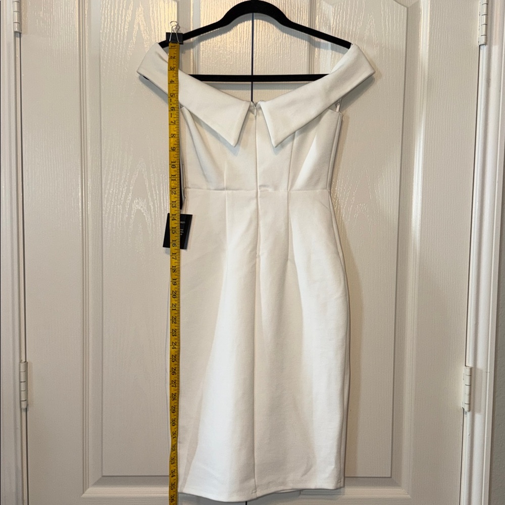 Lulu's Classic Glam White Off Shoulder Bodycon Dress Size XS NWT - Picture 3 of 15